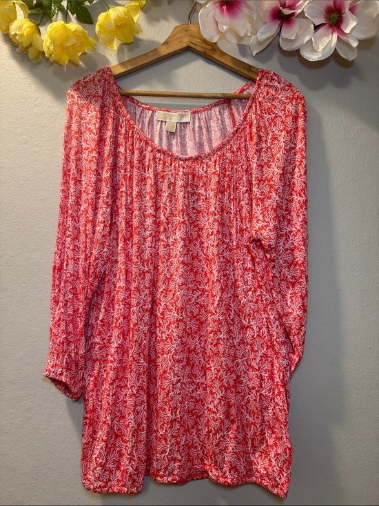 MICHAEL Michael Kors Tops - MICHAEL Michael Kors Red and White Printed Scoop Neck Top